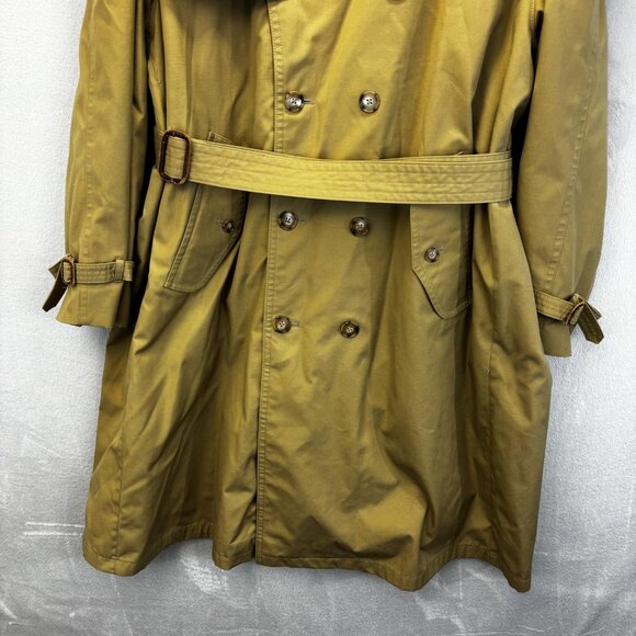 M Hyman And Son Heavy Lined Trench Coat Mens 56 R Tan Belted Wool Collar Long - Picture 5 of 16